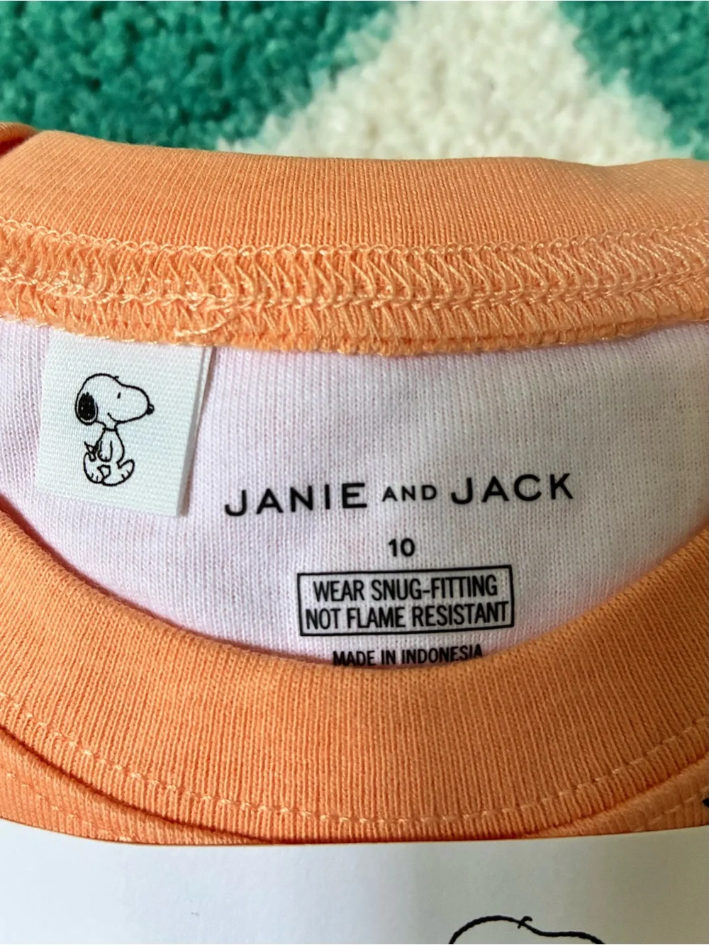 NWT - Janie and Jack x Peanuts Snug Fit Halloween PJ Set (Orange) Size 10